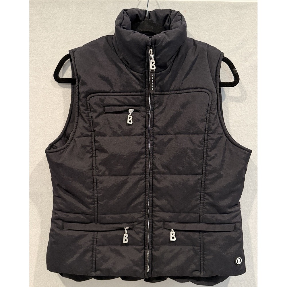Vintage Bogner Designed By Goan Thylmann Puffer Vest Black Full Zip Womens Sz 10